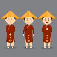 vietnam karakter met verschillende uitdrukkingen vector