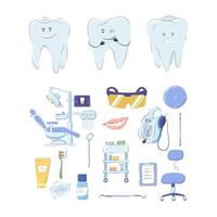 tandheelkundige medische set ontwerpelementen geïsoleerd op een witte achtergrond. vector
