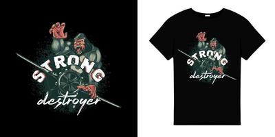 sterk torpedojager gorilla t-shirt ontwerp vector