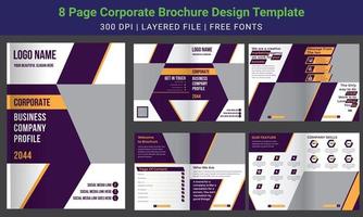 8 pagina's minimale zakelijke brochure ontwerpsjabloon, bedrijfsprofiel, vector