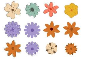 set van kleurrijke bloemen icon vector