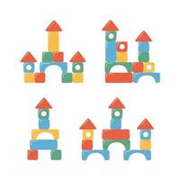 torens van speelgoedblokken voor kinderen. veelkleurige kinderstenen vector