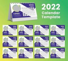 set bureaukalender 2022 sjabloonontwerp, set van 12 maanden, vector