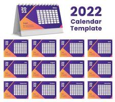 set bureaukalender 2022 sjabloonontwerp, set van 12 maanden, vector