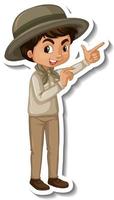 jongen in safari outfit stripfiguur sticker vector