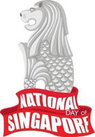 nationale dag van singapore banner met merlion vector