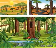 verschillende natuur horizontale scènes in cartoon-stijl vector