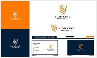lijn kunst leeuw met kroon koning logo concept en visitekaartje sjabloon vector
