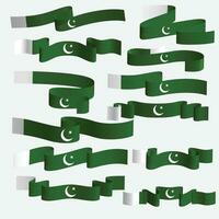 Pakistan lint vlag vector bundel reeks