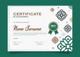 waardering en prestatie certificaat sjabloon ontwerp. schoon modern samenvattingen, ornamenten, en certificaten. diploma certificaat vector sjabloon, certificaat van prestatie met kenteken.