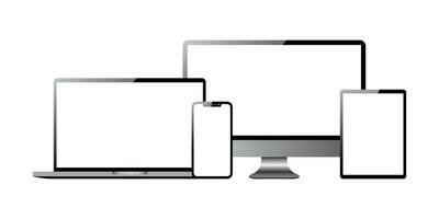 laptop tablet telefoon bureaublad toezicht houden op apparaten blanco wit scherm mockup vector illustratie