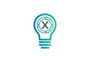 eerste brief X logo met lamp vector