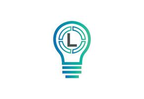 eerste brief l logo met lamp vector