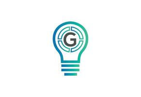 eerste brief g logo met lamp vector