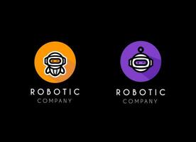 schattig robot logo ontwerp. babbelen bagageruimte kunstmatig intelegentie logo ontwerp vector