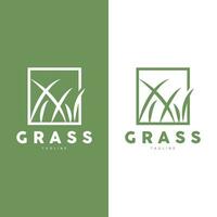 groen gras logo ontwerp, boerderij landschap illustratie, natuurlijk landschap vector