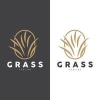 groen gras logo ontwerp, boerderij landschap illustratie, natuurlijk landschap vector