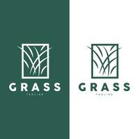 groen gras logo ontwerp, boerderij landschap illustratie, natuurlijk landschap vector