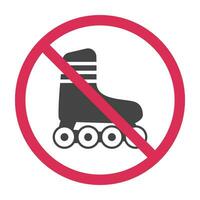 verboden rol vleet pictogram. sport schoenen rood hou op cirkel symbool. Nee toegestaan het schaatsen teken. verboden rollen zone. vector illustratie geïsoleerd Aan wit achtergrond