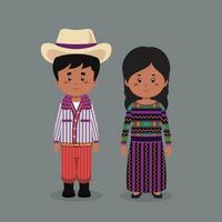 paar karakter vervelend Guatemala nationaal jurk vector