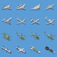 militaire luchtmacht isometrische set vectorillustratie vector