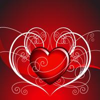Valentijnsdag illustratie met mooie open haard op rode achtergrond