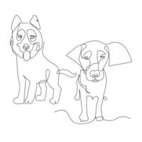 doorlopend een lijn hond huisdier schets vector kunst tekening