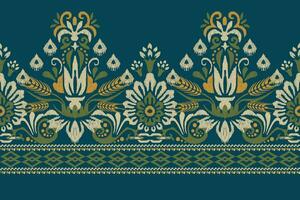 ikat bloemen paisley borduurwerk Aan groen achtergrond.ikat etnisch oosters patroon traditioneel.azteken stijl abstract vector illustratie.ontwerp voor textuur, stof, kleding, verpakking, decoratie, sarong, sjaal