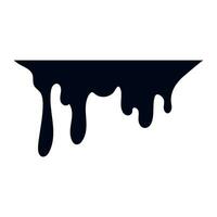 zwart smelten druppelt. stroom verf of bloed druppel, olie stromen, vloeistof karamel, inkt, chocola saus plons. vector illustratie