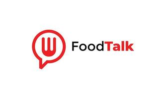 voedsel praten babbelen logo met vork ontwerp gemakkelijk stijl vector