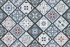 reeks van gevormde azulejo verdieping tegels achtergrond. naadloos kleurrijk patroon vector