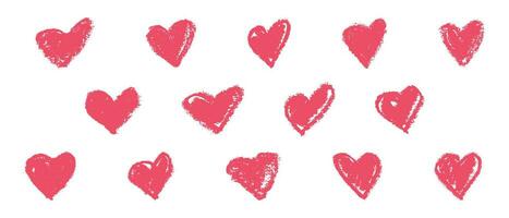 liefde hart vector icoon met grunge borstel verf. abstract schetsen vorm voor Valentijnsdag dag ontwerp. geïsoleerd rood hart Aan wit achtergrond.