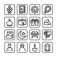Islamitisch religie icoon pak verzameling met schets stijl ontwerp vector