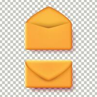 3d Open en dichtbij oranje envelop ornament vector
