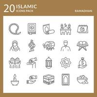 Islamitisch Ramadan icoon pak vector grafisch met monoline stijl