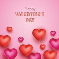 Valentijnsdag dag Promotie poster sjabloon met 3d realistisch hart ornament vector