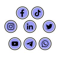 sociaal media voor facebook, gekoppeld, youtube, twitteren, instagram, tiktok vector