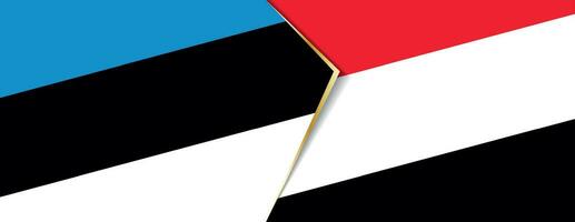 Estland en Jemen vlaggen, twee vector vlaggen.