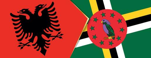 Albanië en dominica vlaggen, twee vector vlaggen.