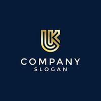 modern en luxe eerste brief ku of uk monogram logo vector