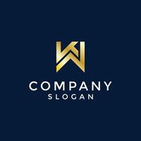 modern en luxe eerste brief kw of wk monogram logo vector