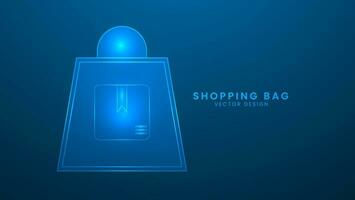 boodschappen doen tas. boodschappen doen handel concept. vector illustratie met licht effect en neon