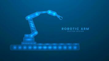 industrieel robot arm machine. modern industrieel technologie. vector illustratie met licht effect en neon