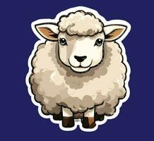 printafdrukbaar sticker met een minimalistisch schattig tekenfilm schapen vector