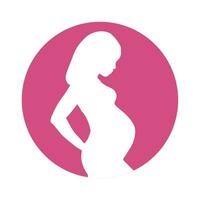 silhuette van zwanger vrouw Aan roze achtergrond vector