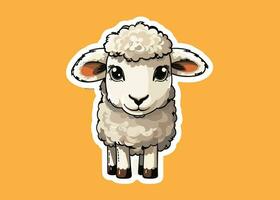 afdrukbare sticker met een minimalistisch schattig tekenfilm schapen vector