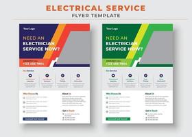 elektricien service folder sjabloon, heb een elektricien poster nodig. vector