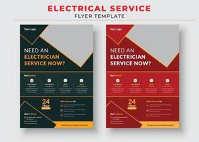 elektricien service folder sjabloon, heb een elektricien poster nodig. vector