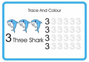 tel sporen en kleur haaien nummer 3 vector