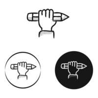 de hand- Holding een potlood icoon symboliseert creatief inspiratie en de essentieel rol van een schrijven gereedschap in uitdrukken ideeën. vector